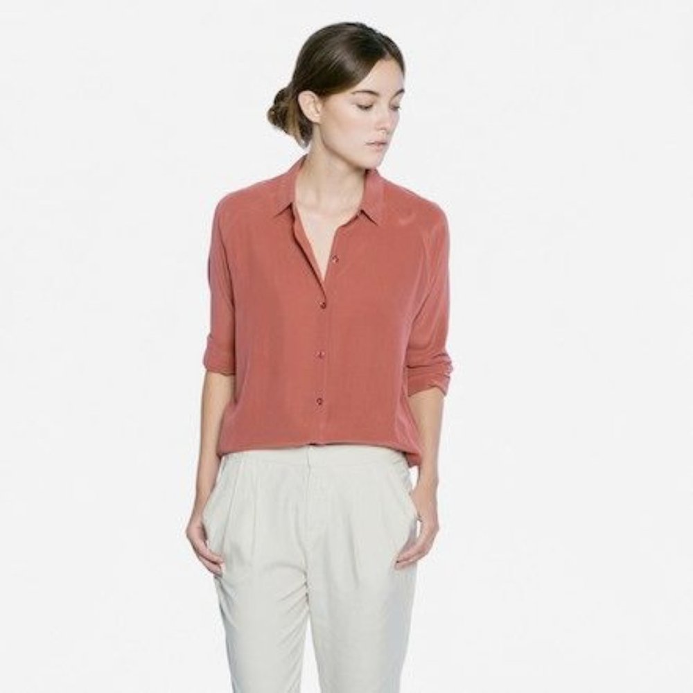 Everlane silk button down shirt